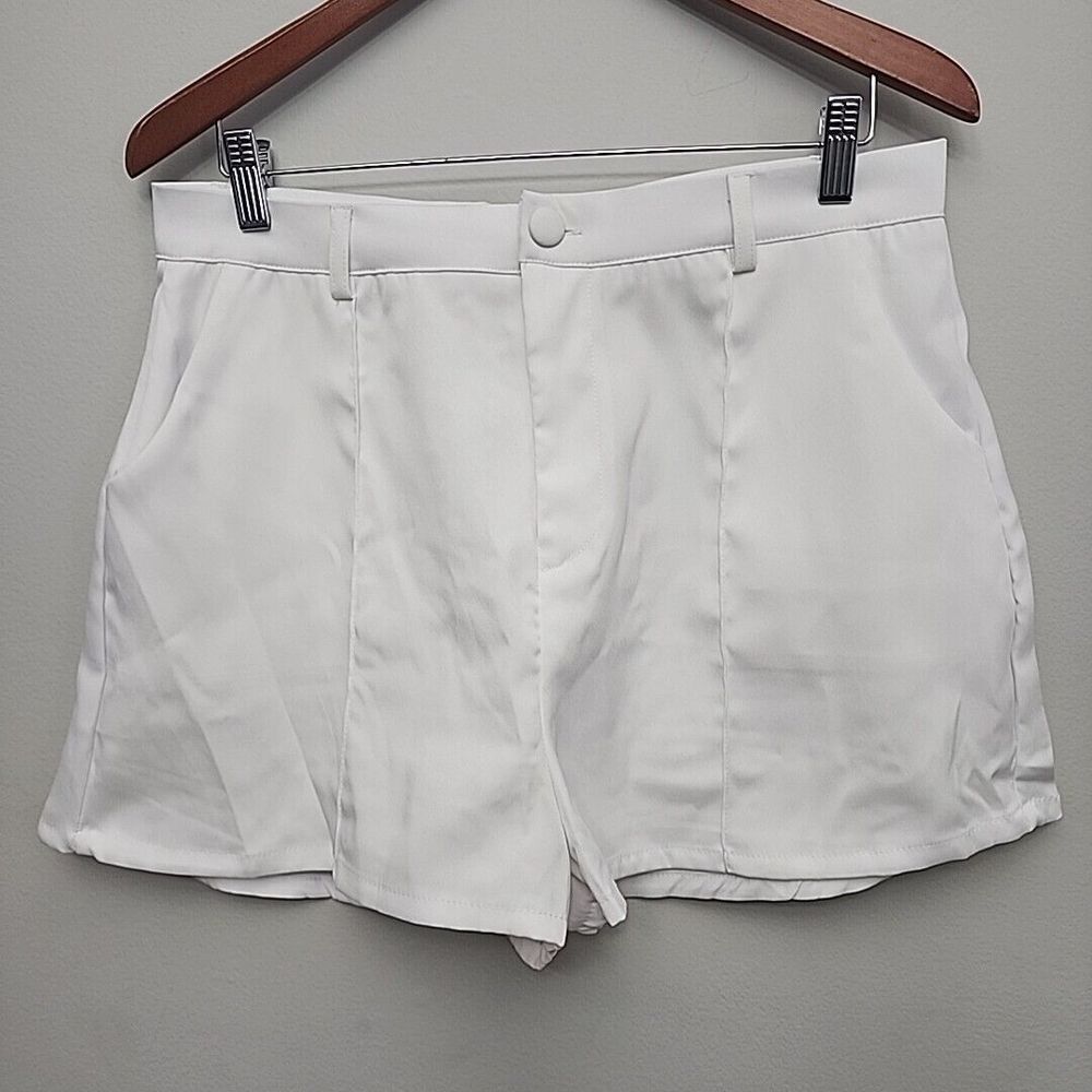 Better Together Womens White‎ High Waisted Tailored Dress Shorts SHW4032 Size L